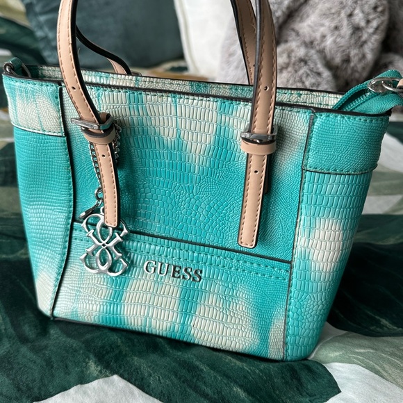 Guess turquoise faux snake print mini bag - Picture 2 of 4